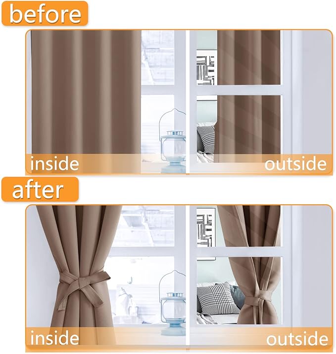 Hiasan Blackout Curtains for Bedroom, 52 x 96 Inches Long