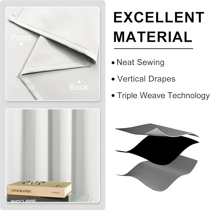 DWCN Extra Wide Blackout Curtains 84 Inches Long, Grommet Room Drakening