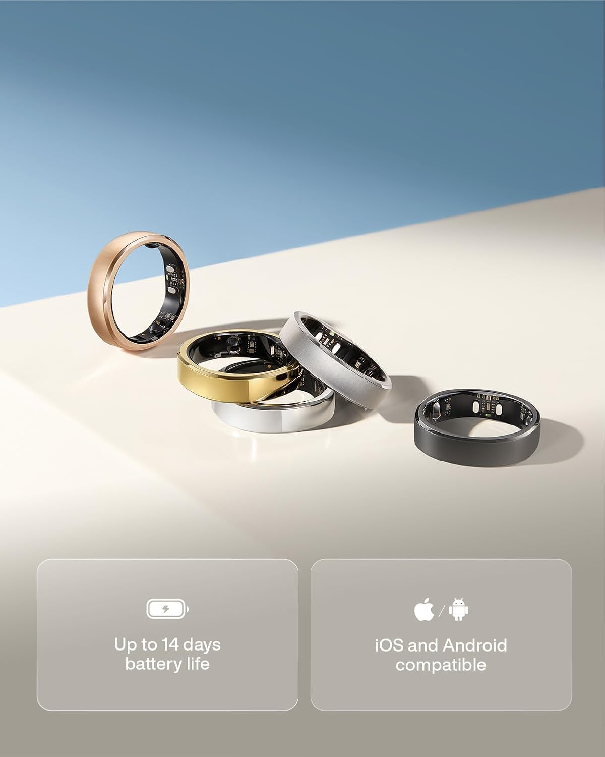 RingConn Gen 3 Smart Ring - Vascular Trends(Size 10, Future Silver)