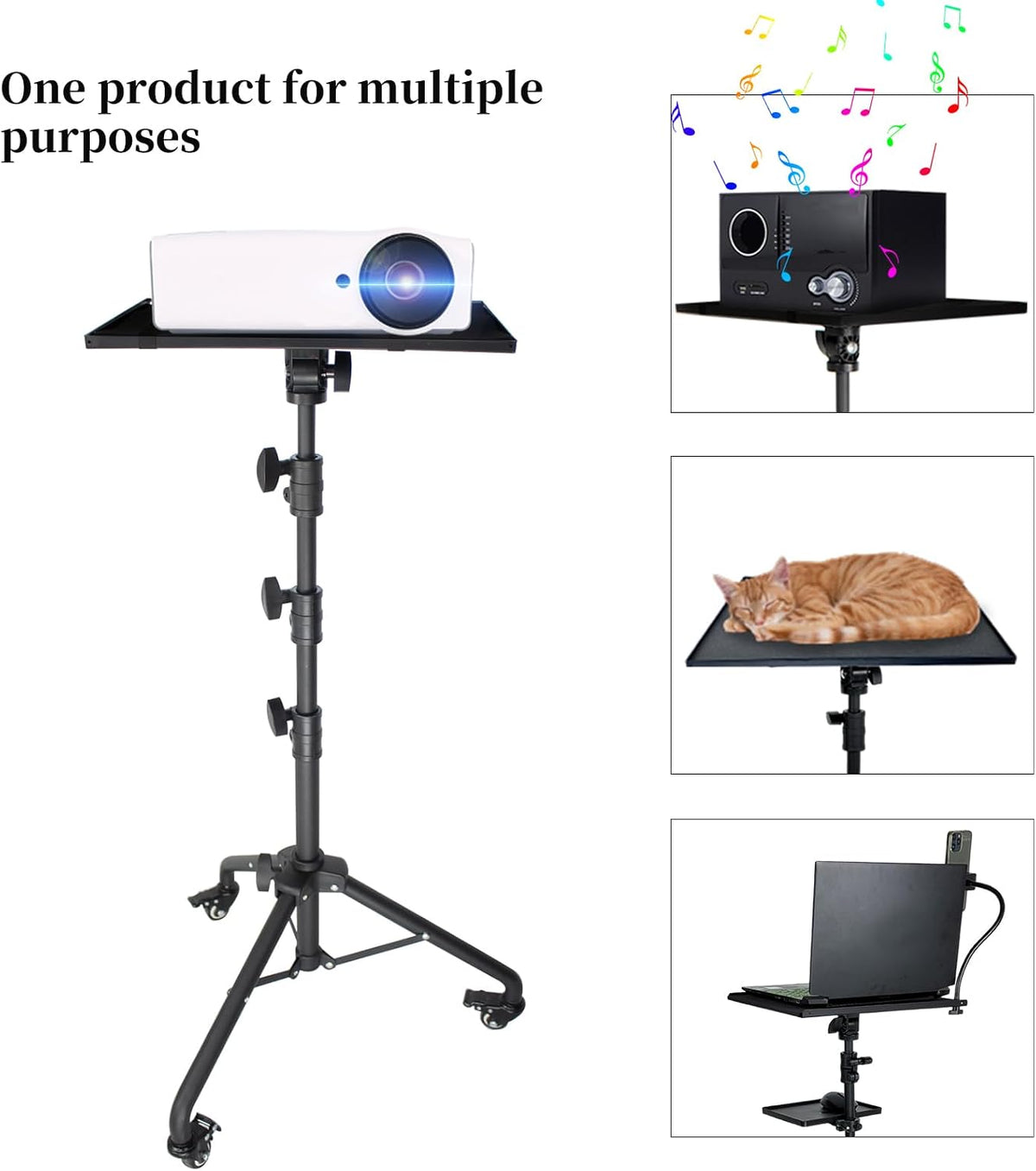 Rolling DJ Laptop Tripod Stand Projector DJ Stand with Wheels & Casters
