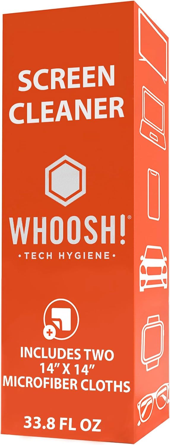 WHOOSH! Pro 16.9 fl oz Refillable TV Screen Cleaner & Microfiber Cloth (S...
