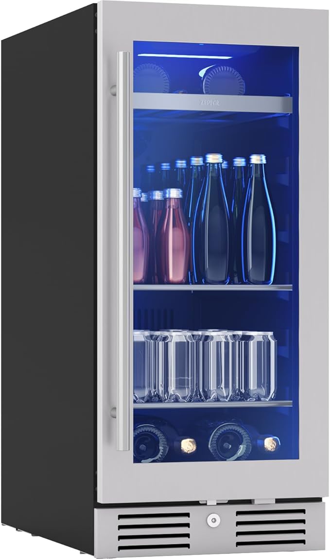 Zephyr Presrv 15" Slim Wine Fridge & Beverage Refrigerator Single Zo...