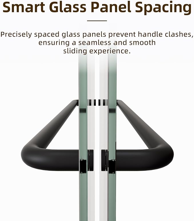 Shower Door, 50-54" W x 70" H Semi-Frameless Double Sliding Glass S...