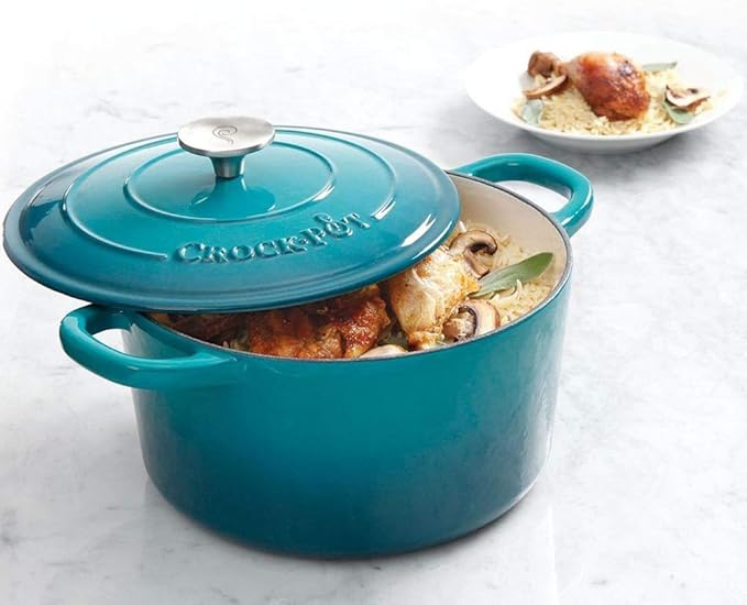 Crock-Pot Artisan 5-Quart Round Enameled Cast Iron Dutch Oven – Teal Ombre
