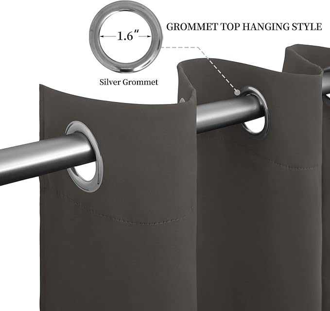 Easy-Going Blackout Curtains for Bedroom, Solid Thermal Insulated Grommet and