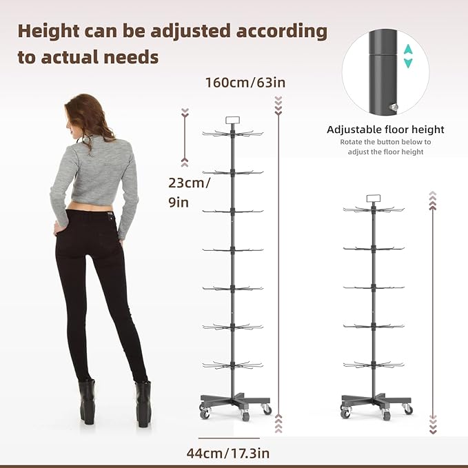 YEOOE Upgraded Retail Display Stand 7 Tier Spinning Display Stand, Movable Shop