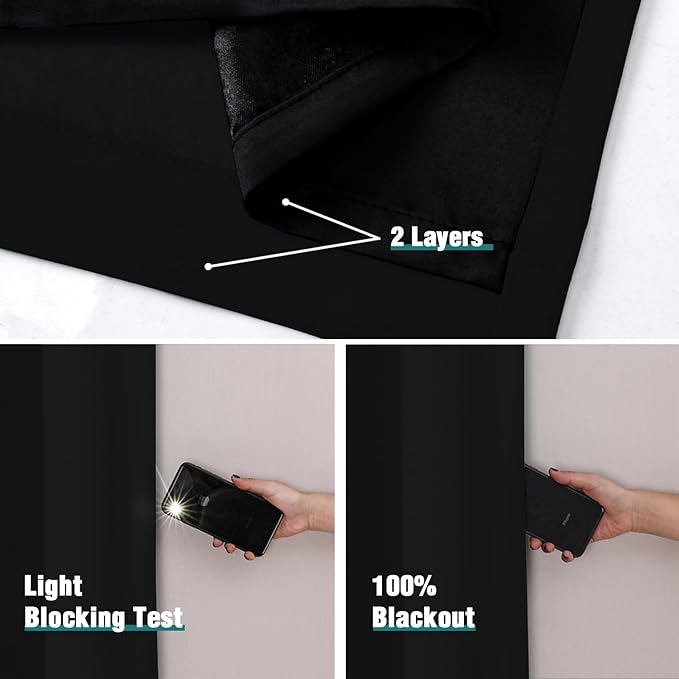 ChrisDowa 100% Blackout Curtains 78 inch Long