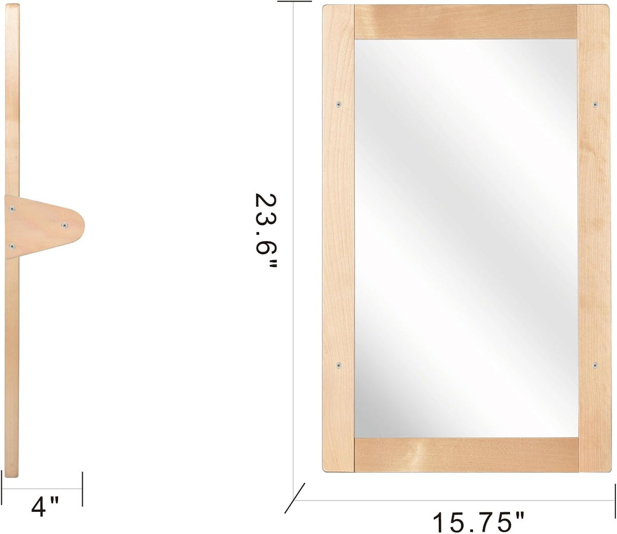 Baby Montessori Non-Shatter Sensory Safety Mirror w/ 2 Pull Up Bars | Exquisi...