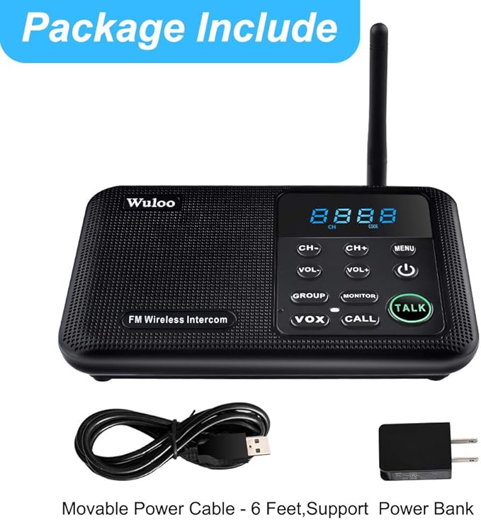 Expandable for Wuloo Intercoms Wireless for Home WL888, 1 Mile Range 22 Channel