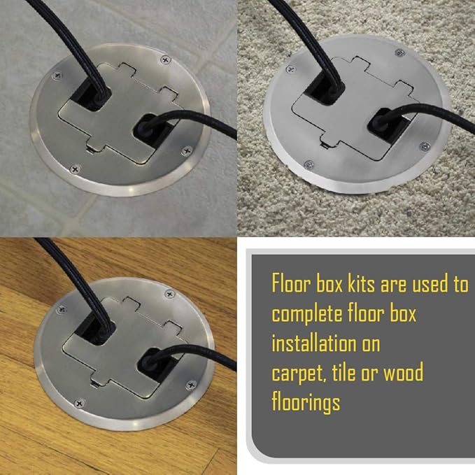 RACO 6239NI Floor Kit with Recessed Duplex 15A TR Device and Adjustable Steel