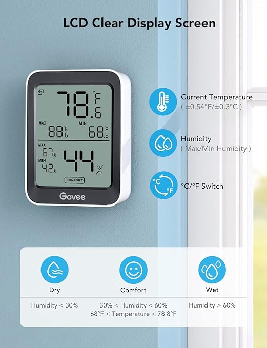 Govee Indoor Hygrometer Thermometer 3 Pack, Notification Alert