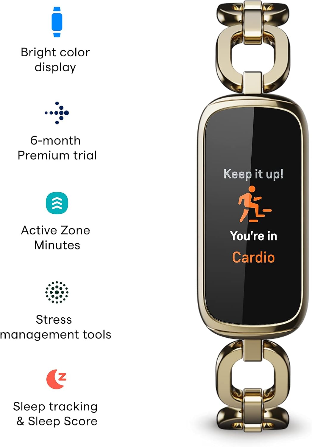 Fitbit Luxe Special Edition Fitness and Wellness Tracker, Gorjana Soft Gold S...