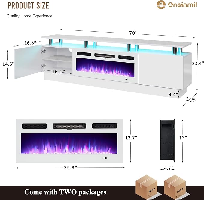 oneinmil Fireplace TV Stand