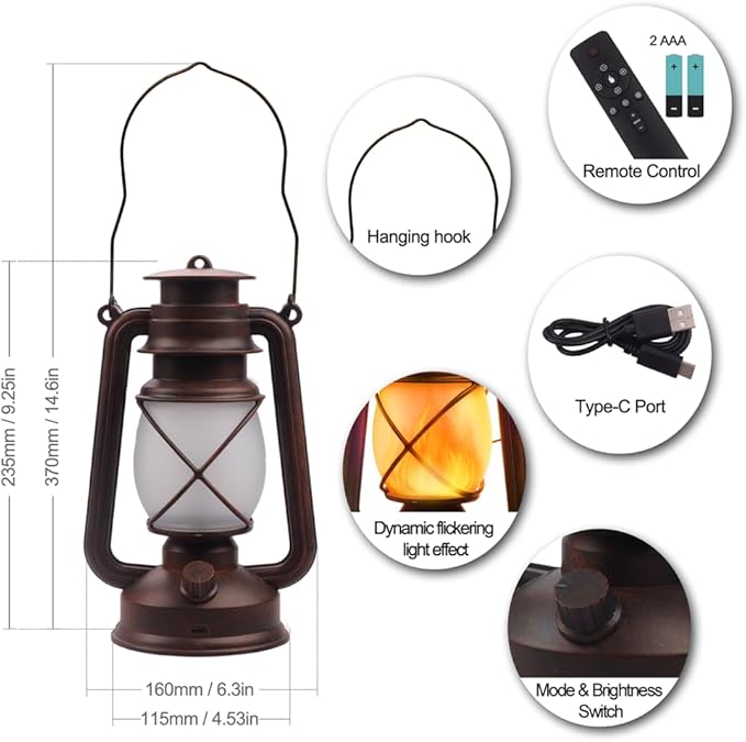 Lantern LED Battery Powered Camping Lamp Outdoor Hanging Rechargeable Lantern...