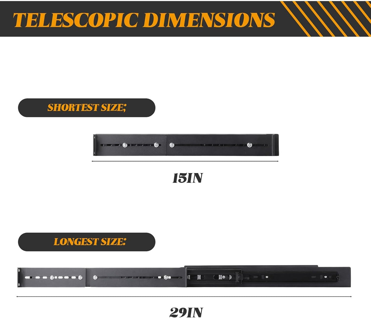 1 Pcs 1u Sliding Rack Shelf, Adjustable Mounting 15-29 Inch Depth