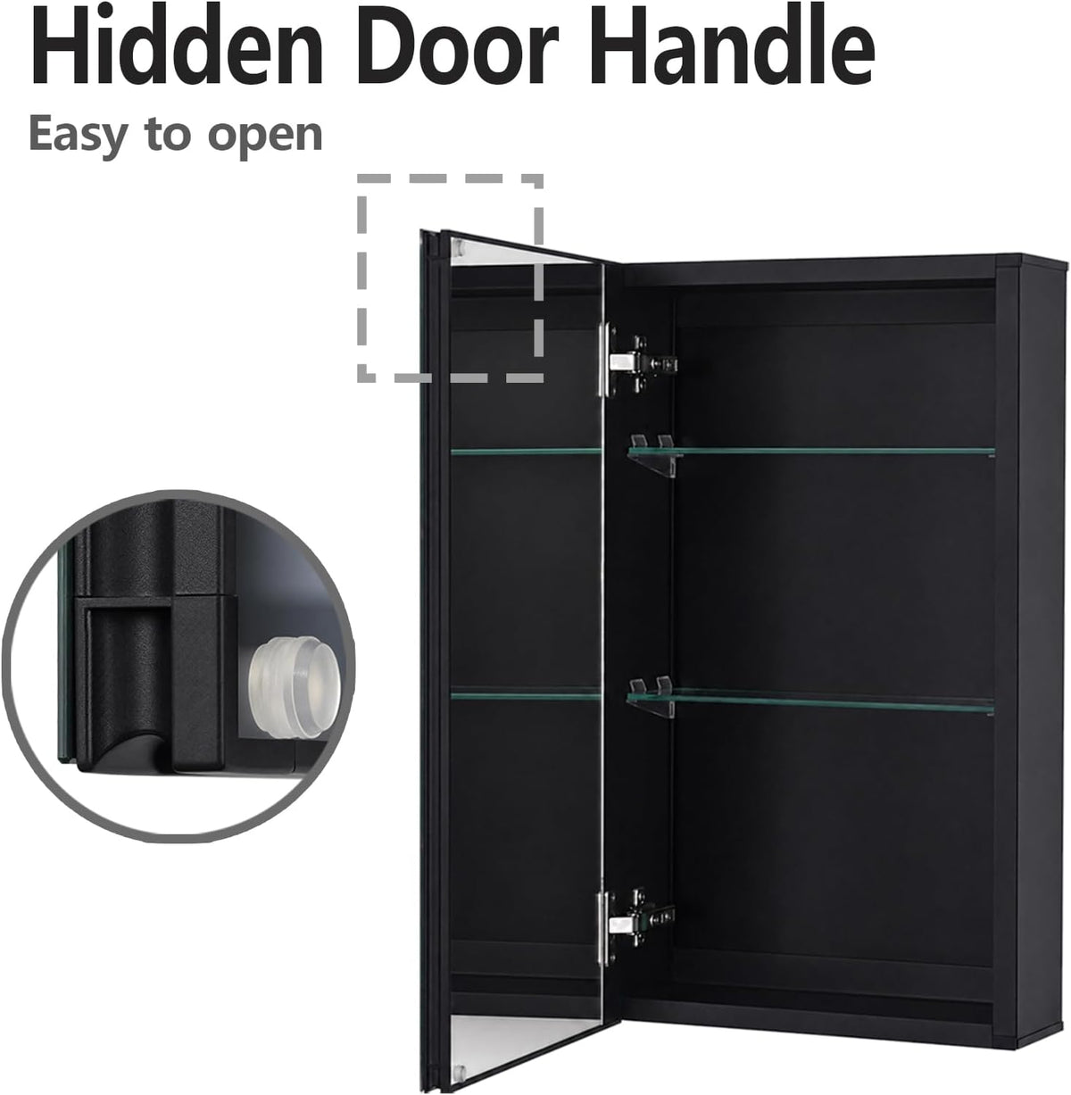 14 x 24 Black Aluminum Medicine Cabinet with Mirror, Recessed/Surface Mount