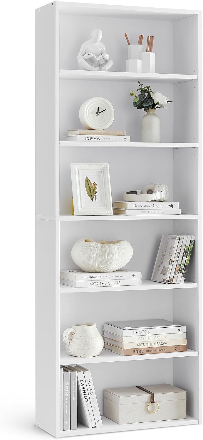 VASAGLE Bookshelf, 23.6 Inches Wide, 6-Tier Open Bookcase with Adjustable Sto...