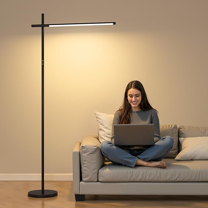 LED Corner Floor Lamp, 360°Rotating Head, Super Bright 1800LM Dimmable
