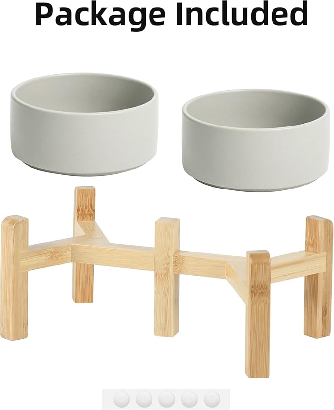 Ceramic Raised Double Bowls Set