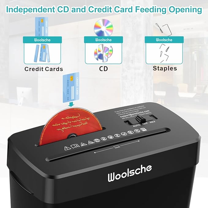 Woolsche Paper Shredder, 10-Sheet Cross Cut