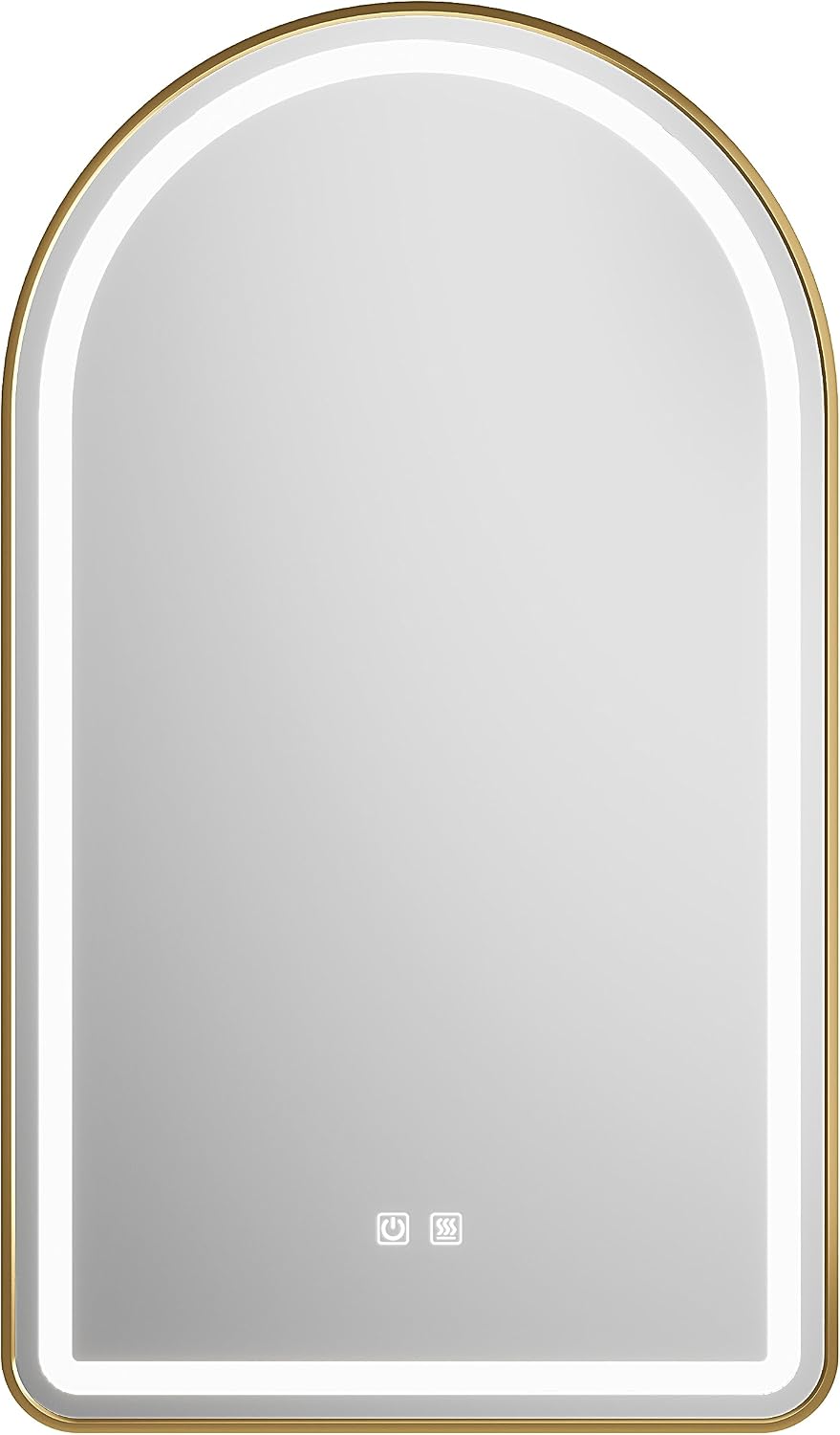 24x36 inch Gold Tempered Glass LED Arched Mirror
