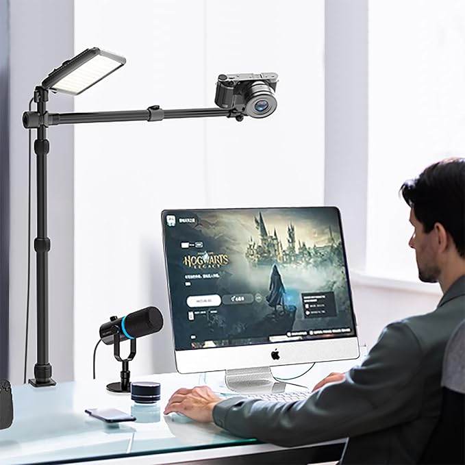 Ailight Overhead Camera Mount Desk Stand, 15.75"-33.45" Webcam Mount
