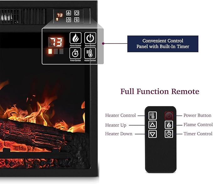 72" Electric Fireplace with Mantel and Cabinets, Fireplace TV Stand