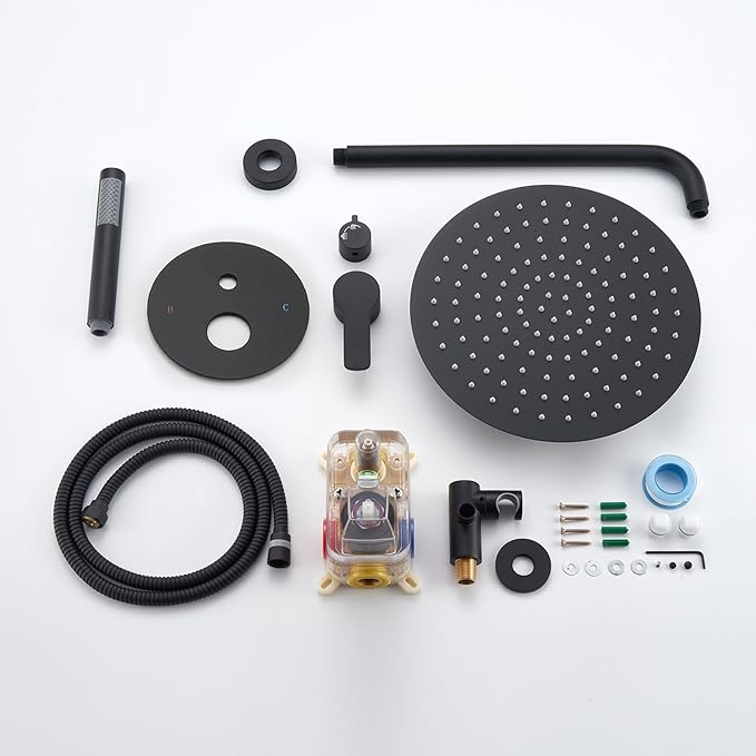 Iriber Matte black Shower System Wall Mounted Shower Faucet Mixer Set