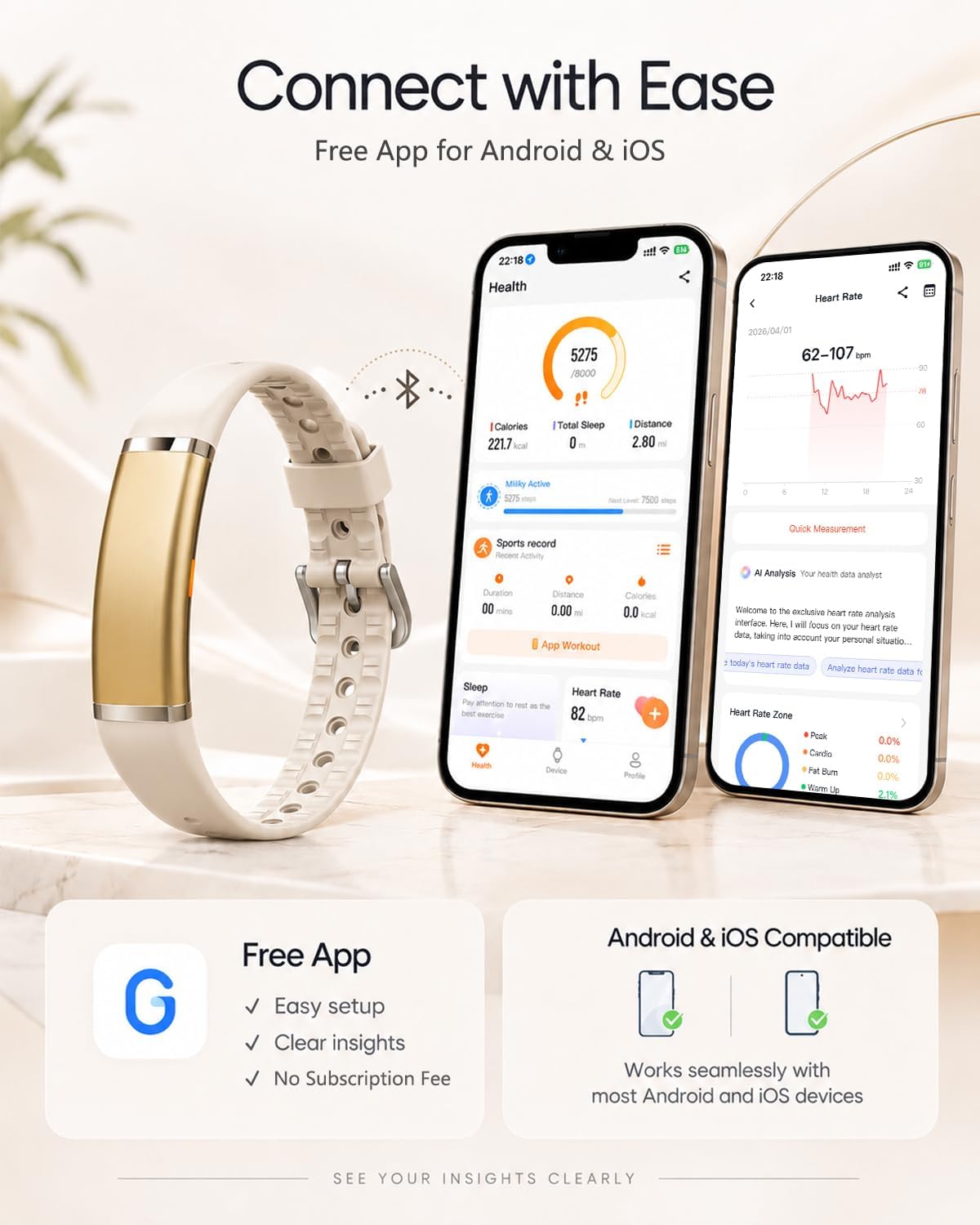 MorePro Screenless Fitness Tracker for Women and Men, Wellness Wearable