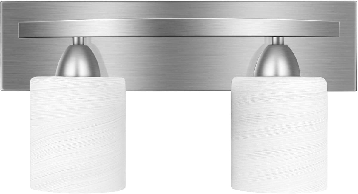 Bathroom Vanity Light Fixture - Over Mirror - Modern Glass Shade - Brushed Ni...