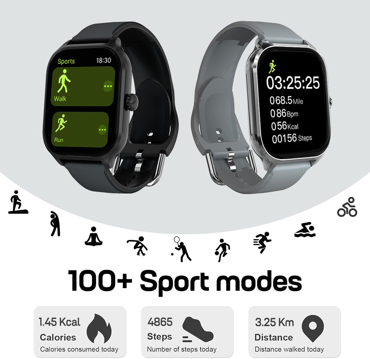 Basic Smart Watch for Android & iOS, Fitness Tracker Watch for Women Men