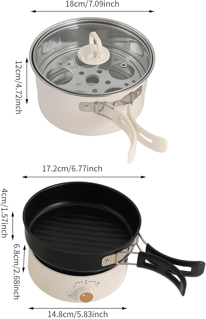 Portable Electric Hot Pot with Foldable Handles, Non-stick Frying Pan, Mini Hot