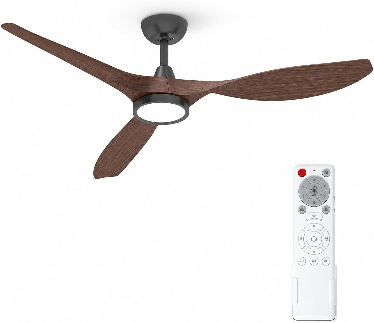 Roomratv 52'' Modern Ceiling Fan with Light, Wide Blade Design, Remote