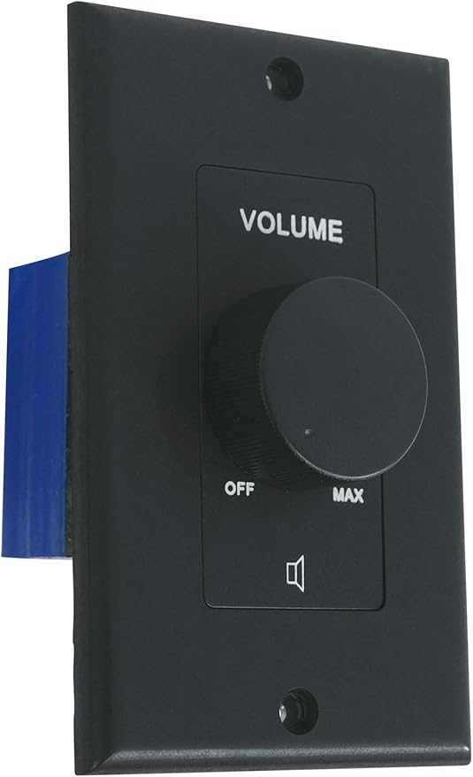 Rockville VOL70200 Black 200W 70V Volume Control Zone Controller, Single Gang