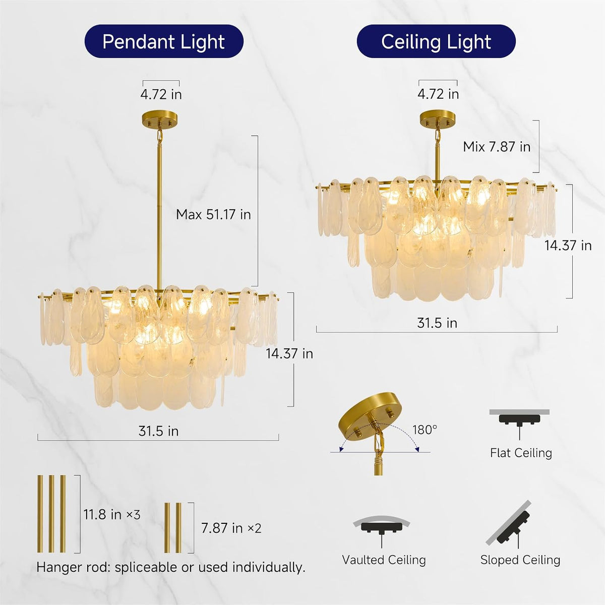 Modern Large Cloud Glass Chandeliers, 31.5" Gold Luxury Crystal Chandelier