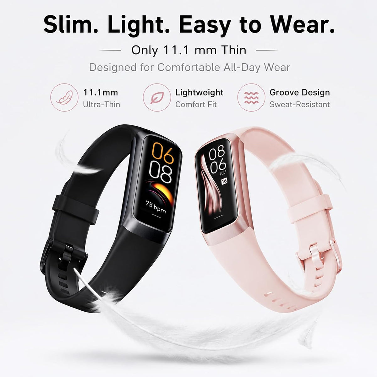 Fitness Tracker with Step Counter/Calories/Stopwatch 1.10" AMOLED Display