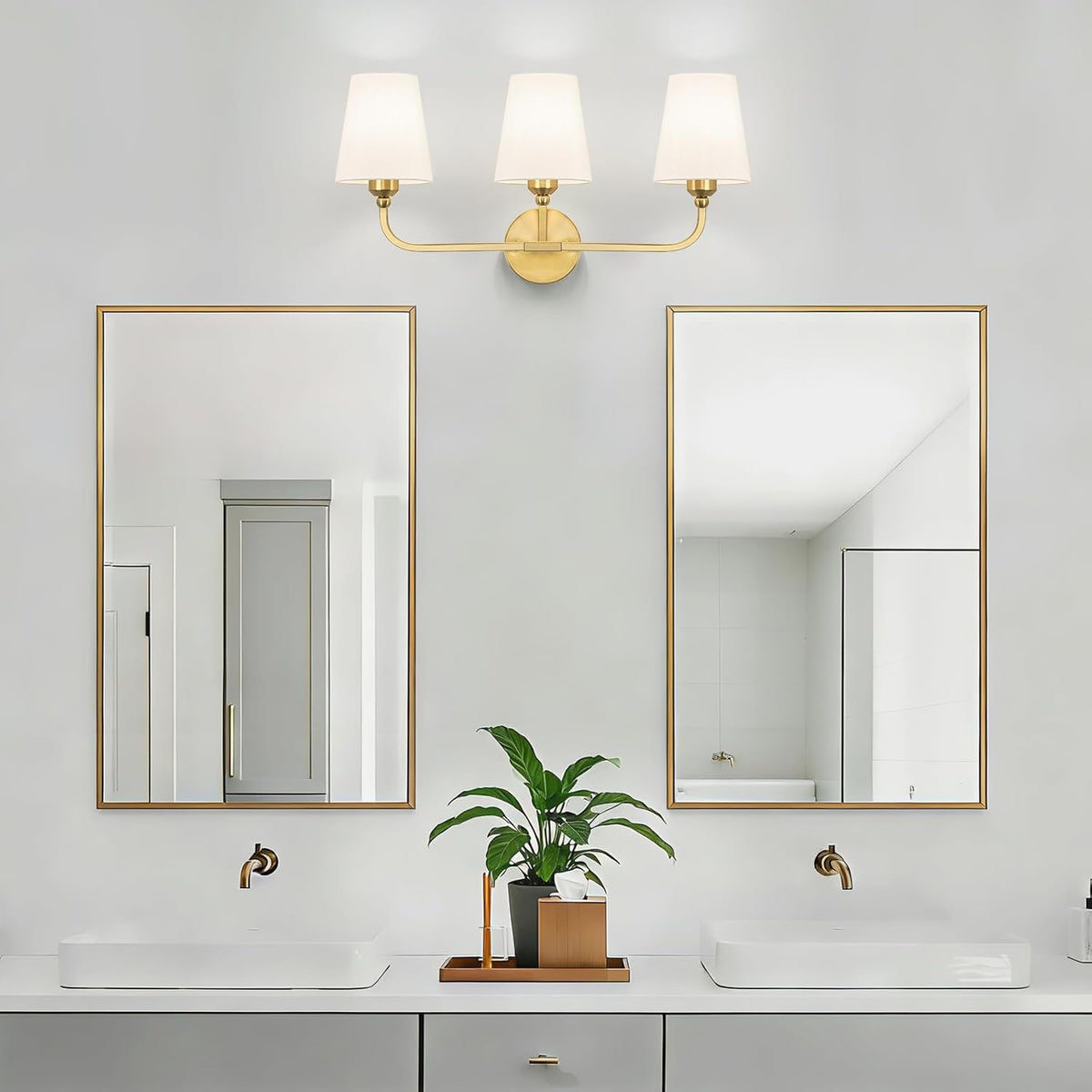Bathroom Vanity Light, Brushed Gold Bathroom Lighting Fixtures Over Mirror