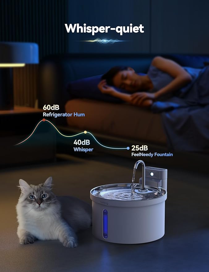 Wireless Cat Water Fountain FEELNEEDY Automatic Pet Water Dispenser
