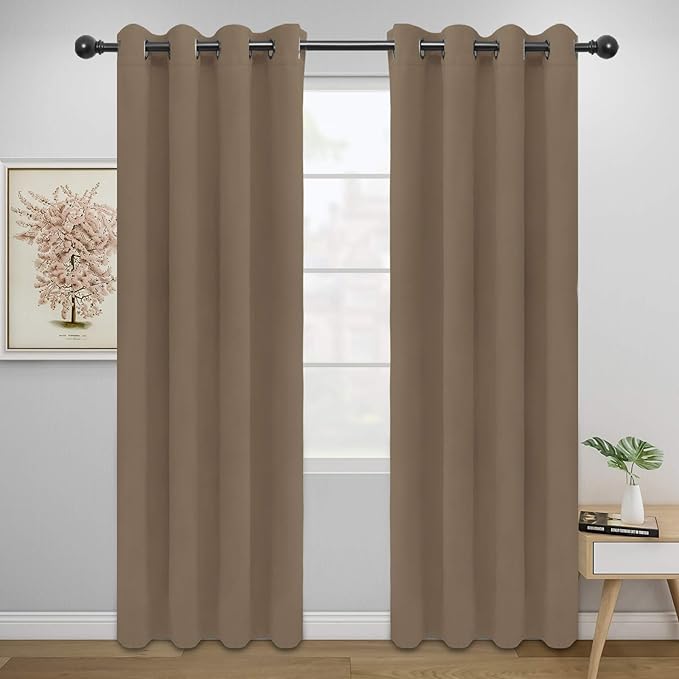 Easy-Going Blackout Curtains for Bedroom, Solid Thermal Insulated Grommet and