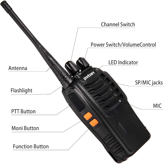 pxton Walkie Talkies for Adults Two Way Radios Long Range (10 Pack)