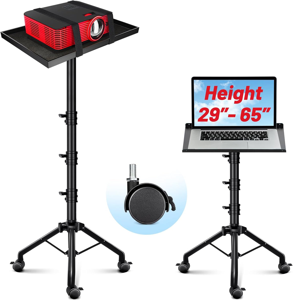 CAHAYA Projector Stand Adjustable Laptop Tripod Stand Portable with Casters