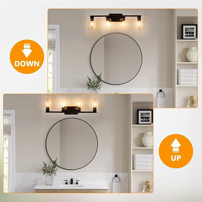 SOPEAS 4 Light Bathroom Vanity Light Fixtures, Bathroom Lighting Fixtures Over