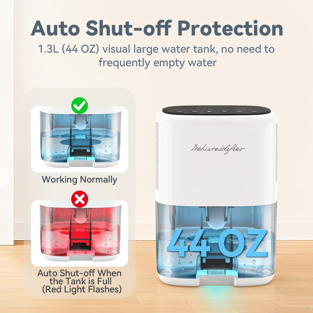 Small Dehumidifier for Home 44OZ Quiet with Auto Off & Defrost 5 Timers 3...