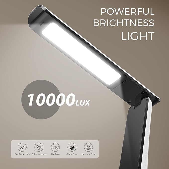 Light Therapy Lamp, 10000 LUX UV-Free LED Sunlight, Full Spectrum Mood Light