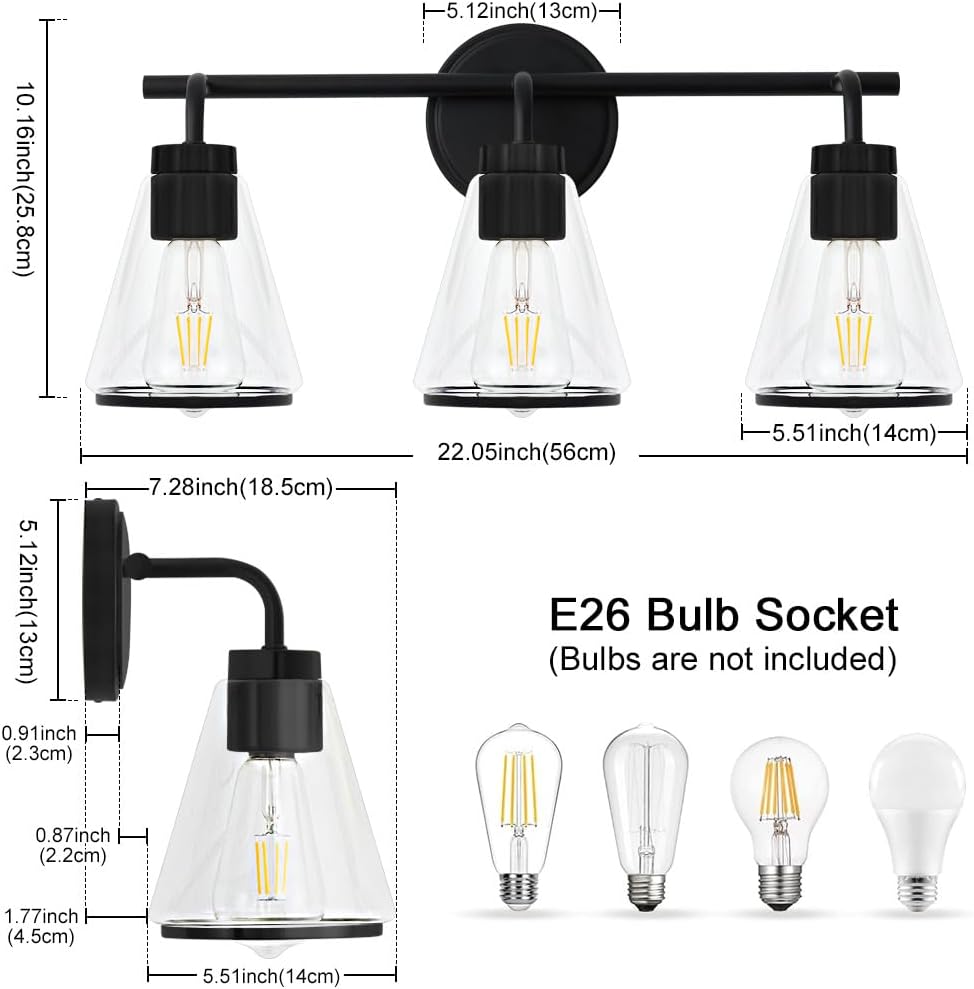 Black Bathroom Vanity Light 3 Lights Bathroom Light Fixtures Over Mirror