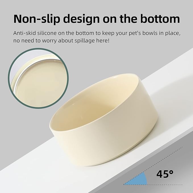 Ceramic 7.3inch Raised Double Bowls Set