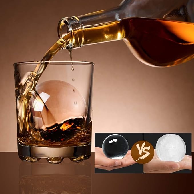 TINANA Crystal Clear Ice Ball Maker, 4 Cavity Large Clear Ice Balls Form