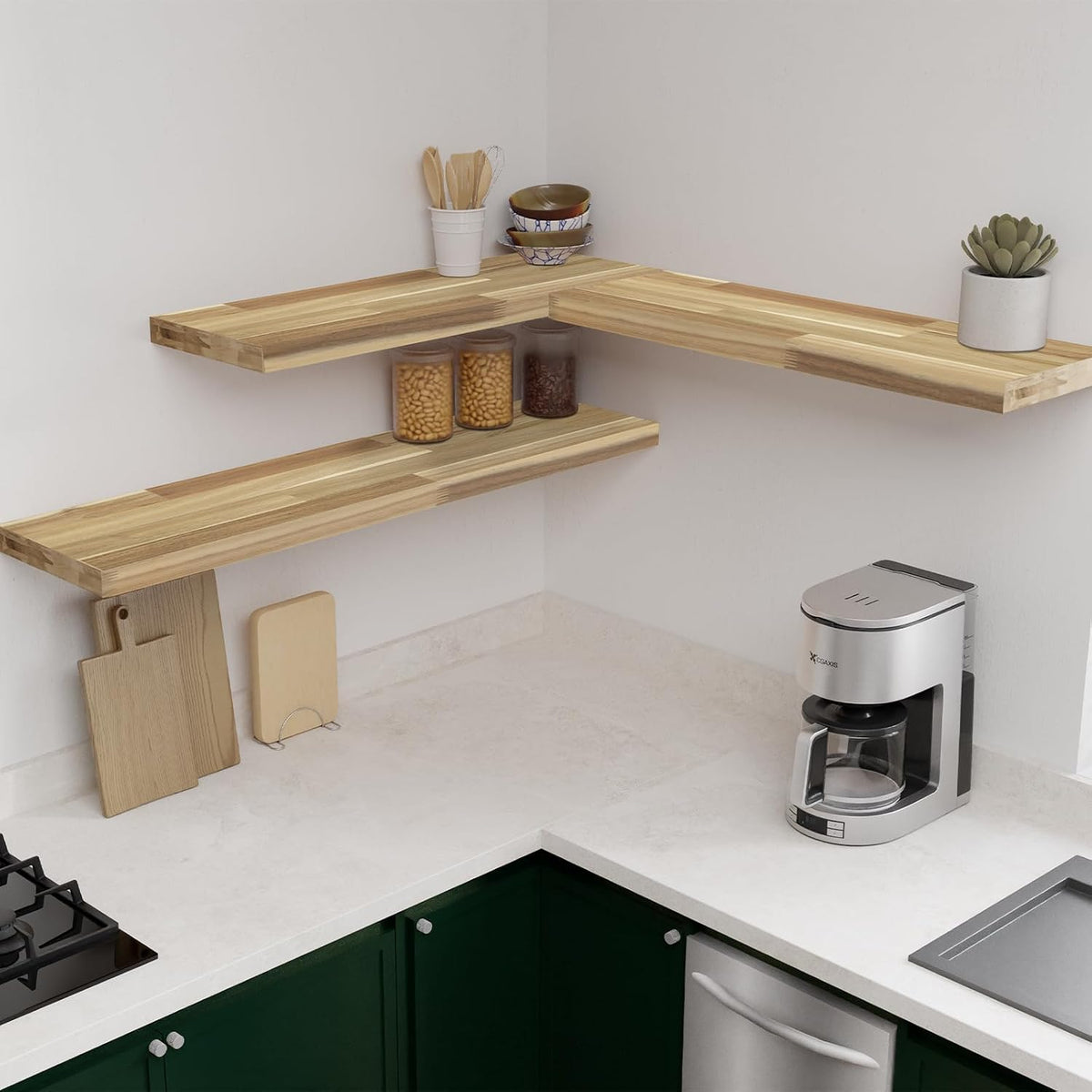 Howizz Acacia Butcher Block Shelf 12" x 6ft x 1.5" Inches, Unfinish...