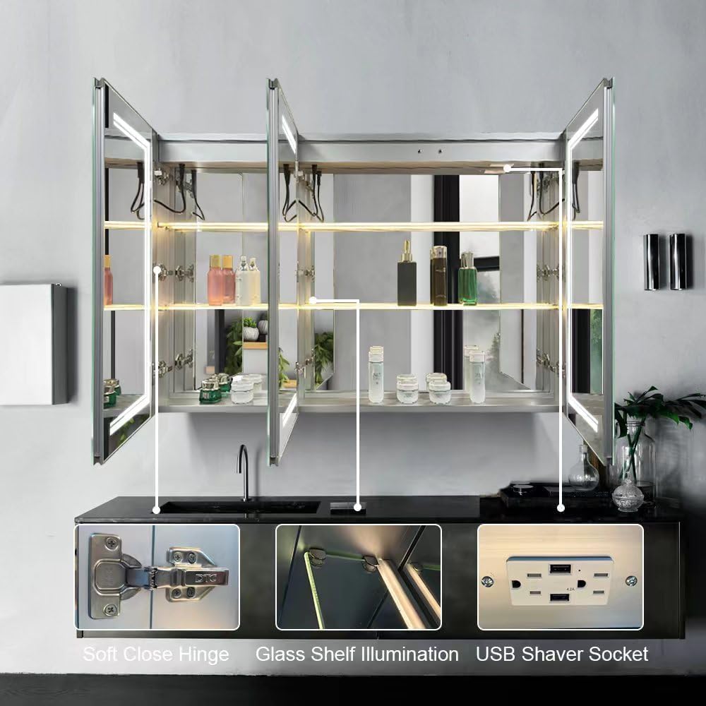 High-End Led Medicine Cabinet,Lighted Medicine Cabinet,3 Colors&Dimmable,...