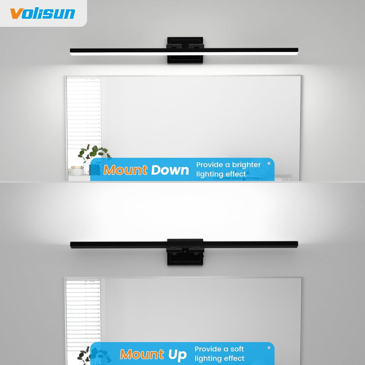 VOLISUN Modern Bathroom Vanity Light 48 inch, Rotatable, 30W Dimmable 5CCT Le...